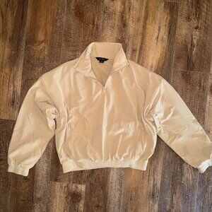 RAE MODE STRETCH INNER FLEECE MOCK NECK SCUBA NWOT Tan Size Small